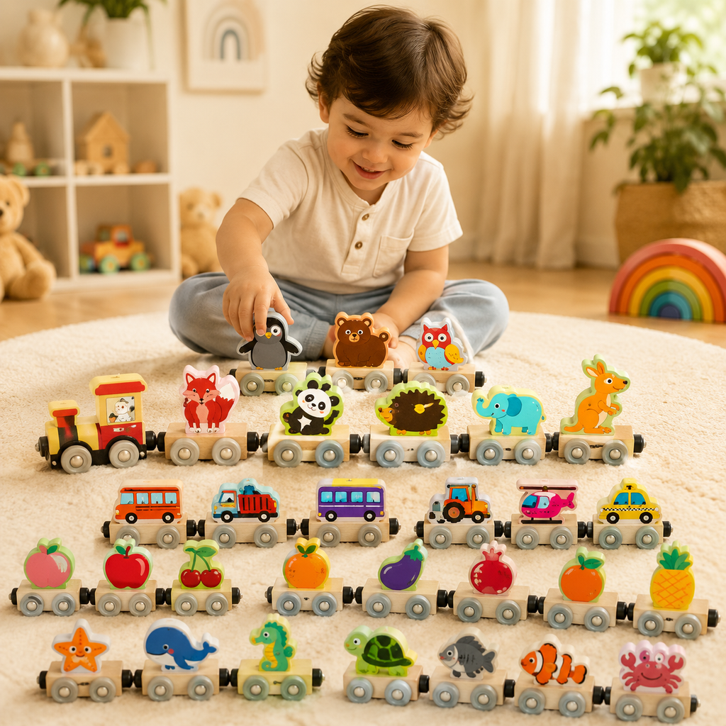 Children's Magnetic Car Educational Wooden Toys