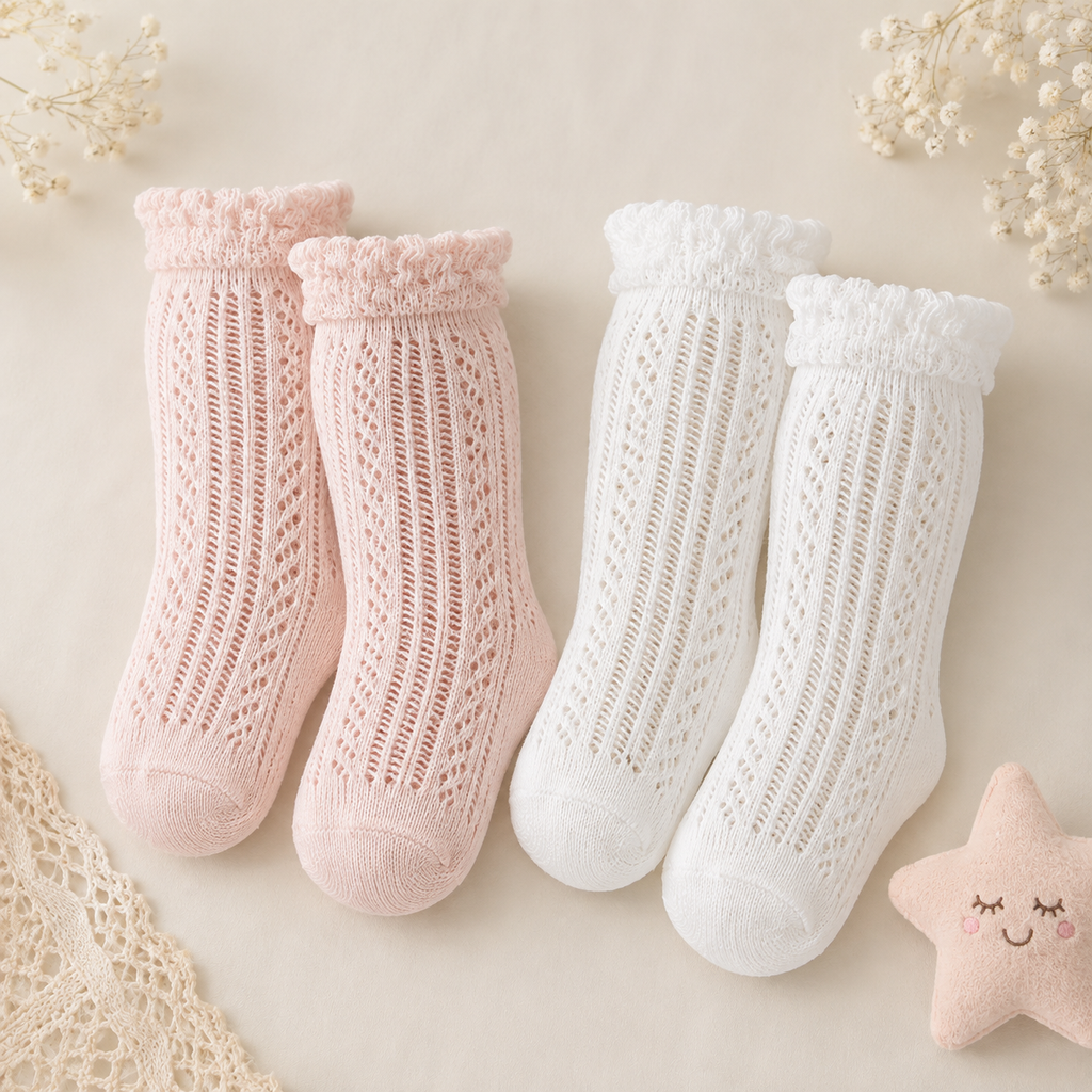 Medium and Small Children's Tube Socks Baby Mesh Mosquito Socks
