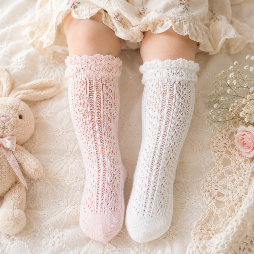 Medium and Small Children's Tube Socks Baby Mesh Mosquito Socks