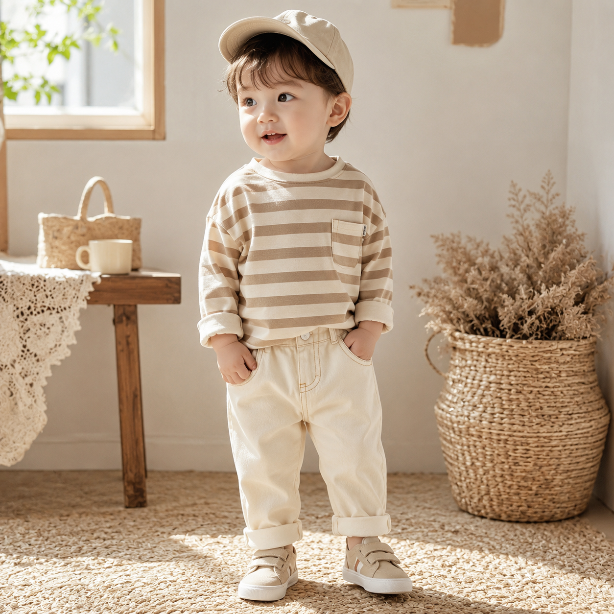 Baby Solid Color Casual High Waist Soft Jeans